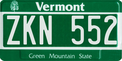 VT license plate ZKN552