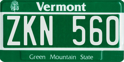 VT license plate ZKN560