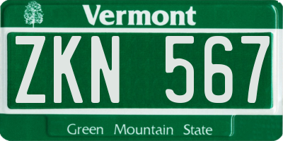 VT license plate ZKN567
