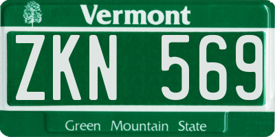 VT license plate ZKN569