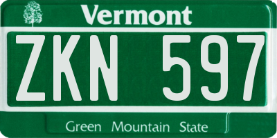 VT license plate ZKN597