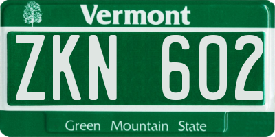VT license plate ZKN602