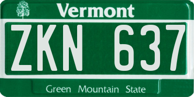 VT license plate ZKN637