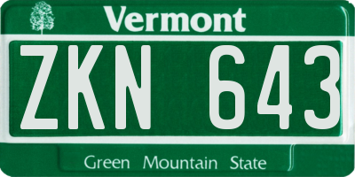 VT license plate ZKN643