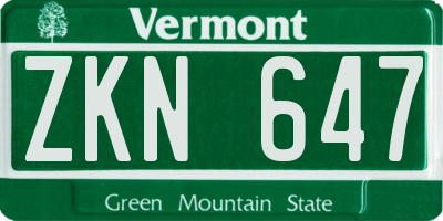 VT license plate ZKN647