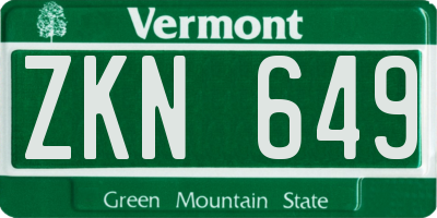 VT license plate ZKN649