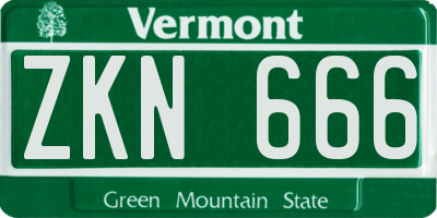 VT license plate ZKN666