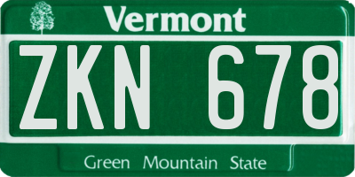 VT license plate ZKN678