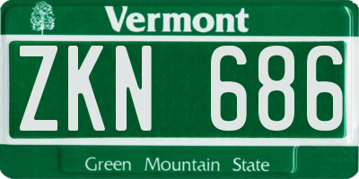 VT license plate ZKN686