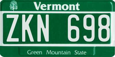 VT license plate ZKN698