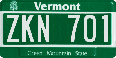 VT license plate ZKN701