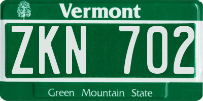 VT license plate ZKN702