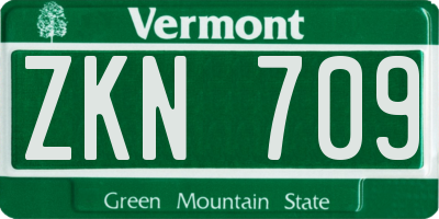 VT license plate ZKN709