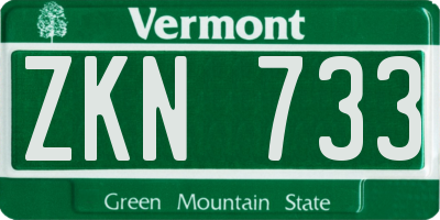 VT license plate ZKN733