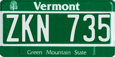 VT license plate ZKN735