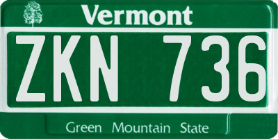 VT license plate ZKN736