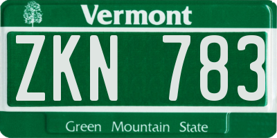 VT license plate ZKN783