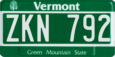 VT license plate ZKN792