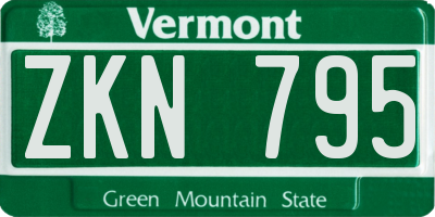 VT license plate ZKN795