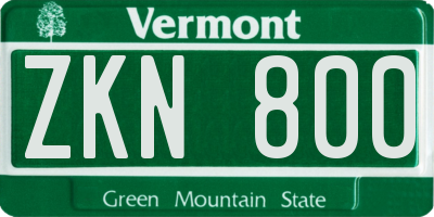 VT license plate ZKN800
