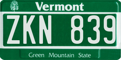 VT license plate ZKN839