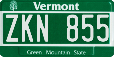 VT license plate ZKN855