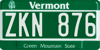 VT license plate ZKN876
