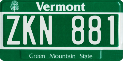 VT license plate ZKN881