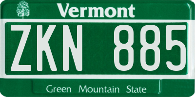 VT license plate ZKN885