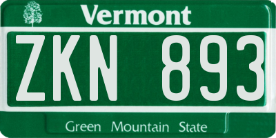 VT license plate ZKN893