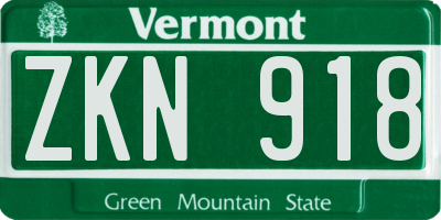 VT license plate ZKN918