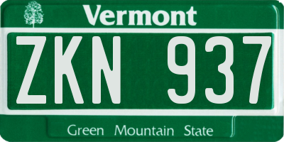 VT license plate ZKN937