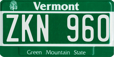 VT license plate ZKN960