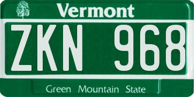 VT license plate ZKN968