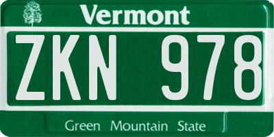 VT license plate ZKN978