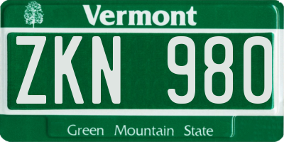 VT license plate ZKN980