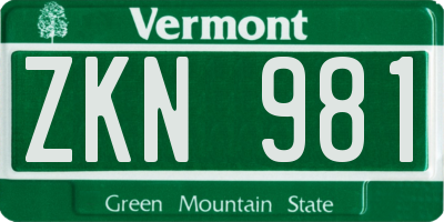 VT license plate ZKN981