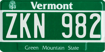 VT license plate ZKN982