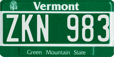 VT license plate ZKN983