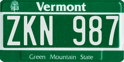 VT license plate ZKN987