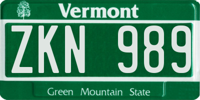 VT license plate ZKN989