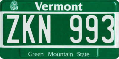VT license plate ZKN993