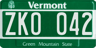 VT license plate ZKO042