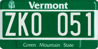 VT license plate ZKO051