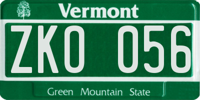 VT license plate ZKO056