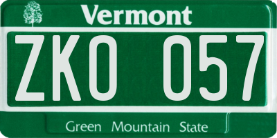 VT license plate ZKO057