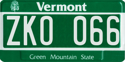 VT license plate ZKO066