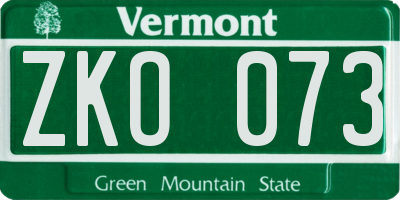 VT license plate ZKO073