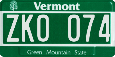 VT license plate ZKO074