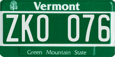 VT license plate ZKO076
